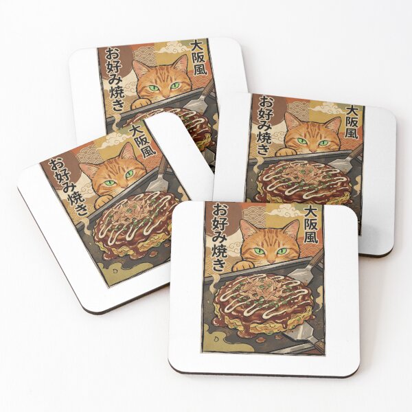 Item preview, Orange Tabby Cat Making Okonomiyaki - Vintage Japanese Street Food Art designed and sold by DeesBeesKnees2025.