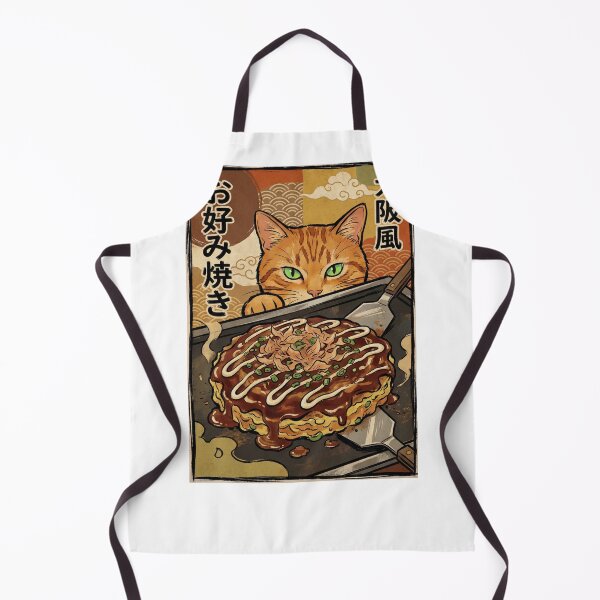 Item preview, Orange Tabby Cat Making Okonomiyaki - Vintage Japanese Street Food Art designed and sold by DeesBeesKnees2025.