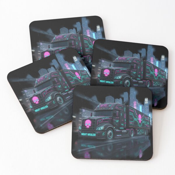 Item preview, Cyberpunk Night Hauler Neon Truck Art ή Futuristic Synthwave Semi-Truck Illustration. designed and sold by BounoWorld.