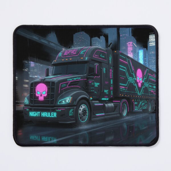 Item preview, Cyberpunk Night Hauler Neon Truck Art ή Futuristic Synthwave Semi-Truck Illustration. designed and sold by BounoWorld.
