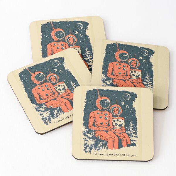 Item preview, Retro Sci-Fi Valentine's, Polkadot Astronauts, I'd Cross Space and Time for You designed and sold by AHumanInTheLoop.
