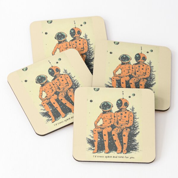 Item preview, Retro Sci-Fi Valentine's, Polkadot Astronauts, I'd Cross Space and Time for You designed and sold by AHumanInTheLoop.