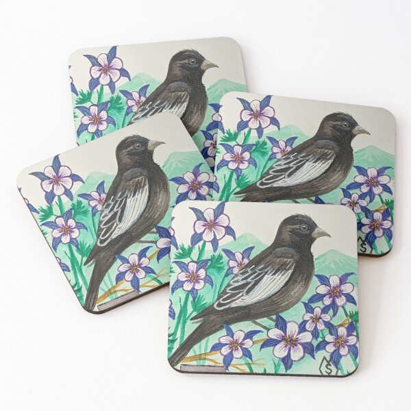 Item preview, Colorado state bird and flower, the lark bunting and Rocky Mountain columbine  designed and sold by Matt Starr Fine Art .