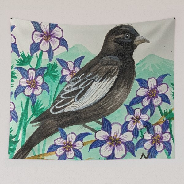 Item preview, Colorado state bird and flower, the lark bunting and Rocky Mountain columbine  designed and sold by Matt Starr Fine Art .