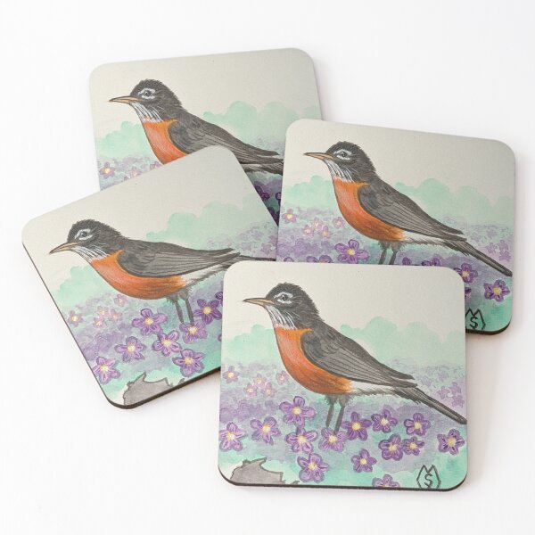Item preview, Wisconsin state bird and flower, the robin and wood violet  designed and sold by Matt Starr Fine Art .