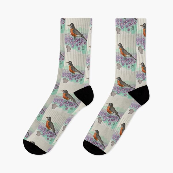 Item preview, Wisconsin state bird and flower, the robin and wood violet  designed and sold by Matt Starr Fine Art .
