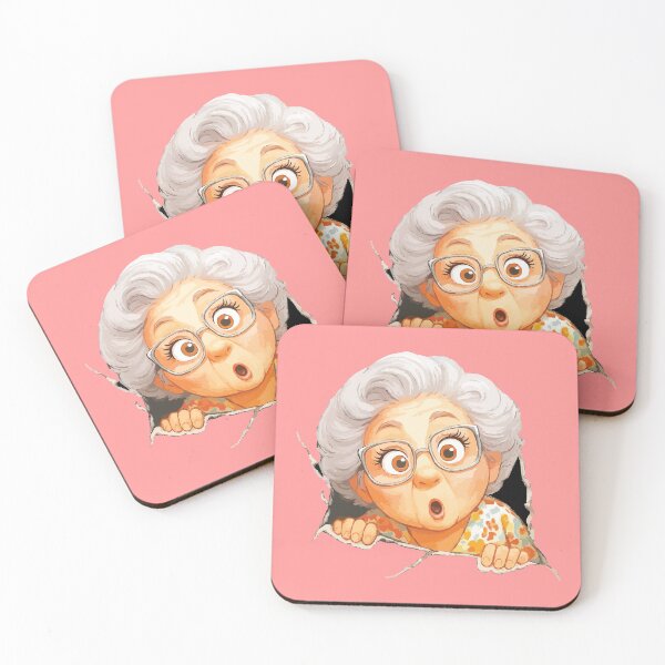 Item preview, Surprised Cute Grandma Cartoon Illustration designed and sold by ChubbiesCloud Collections.