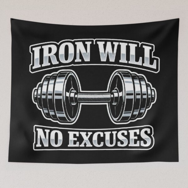 Item preview, Iron Will No Excuses – Hardcore Gym Motivation Design designed and sold by wanado.