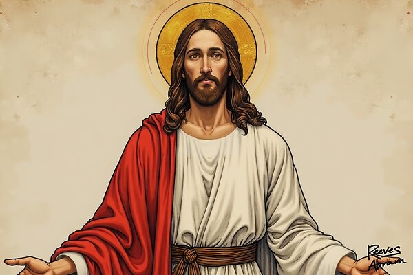 Jesus with Outstretched Arms - Renaissance-Inspired Sacred Art