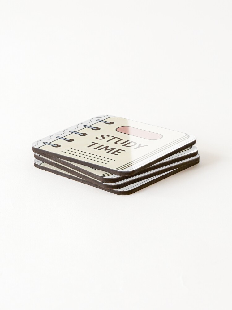 Thumbnail 4 of 5, Coasters (Set of 4), Study Time Notebook Sticker designed and sold by polamaged.