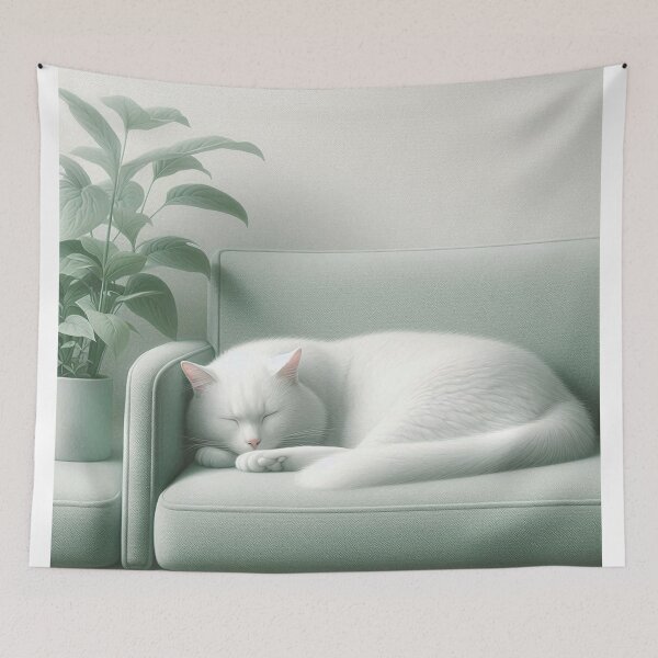 Item preview, WHITE CAT SLEEPING designed and sold by GMICHAELSF.