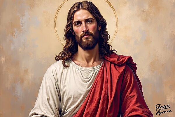 Jesus with Gold Halo - Renaissance-Inspired Sacred Art