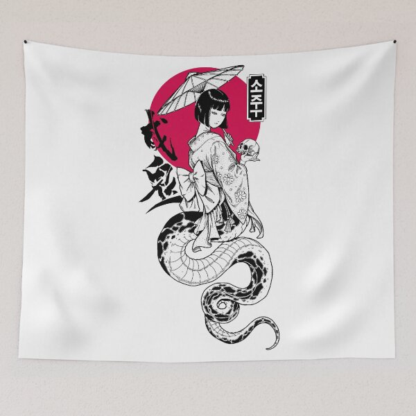 Item preview, Aesthetic Snake Japanese Pop Art Geisha  designed and sold by OWLvision33.