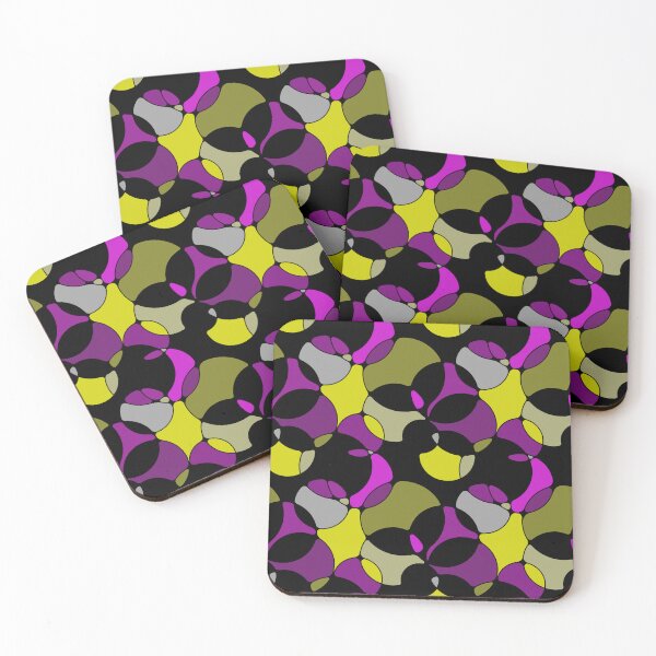 Item preview, Neurographic Joy Abstract Overlapping Shapes Magenta Lemon Yellow Purple Black  designed and sold by thecolorbirdie.