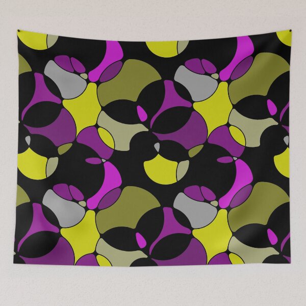 Item preview, Neurographic Joy Abstract Overlapping Shapes Magenta Lemon Yellow Purple Black  designed and sold by thecolorbirdie.