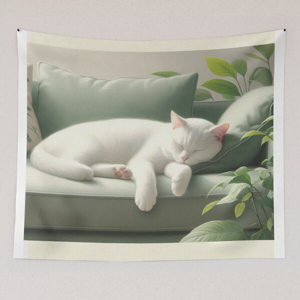Item preview, WHITE CAT SLEEPING designed and sold by GMICHAELSF.