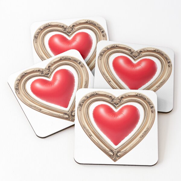 Item preview, Glossy Red Heart Balloon in Vintage Gold Frame designed and sold by StickerBuild07 .