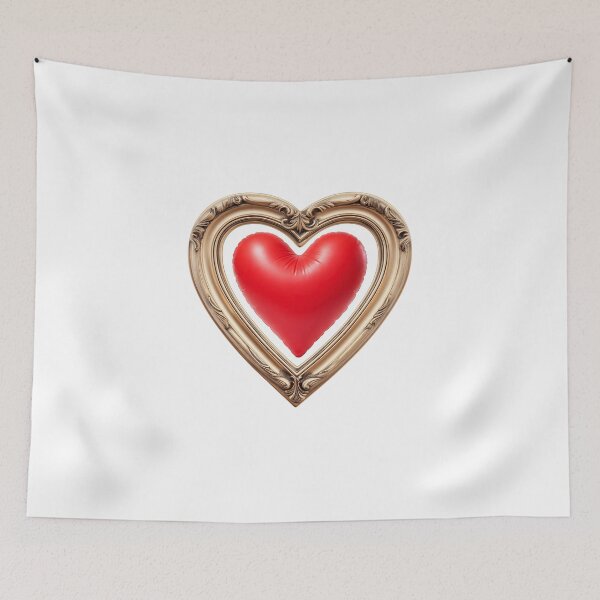 Item preview, Glossy Red Heart Balloon in Vintage Gold Frame designed and sold by StickerBuild07 .