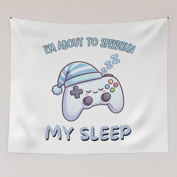 Item preview, I'm About to Speedrun My Sleep – Cute Sleeping Gamer Art designed and sold by PHRASEandSTYLE.