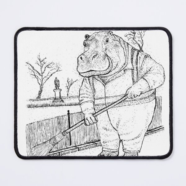 Item preview, The Gentle Groundskeeper: Detailed Ink Hippo Illustration designed and sold by wbhny.