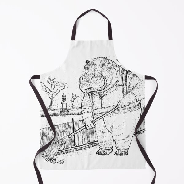 Item preview, The Gentle Groundskeeper: Detailed Ink Hippo Illustration designed and sold by wbhny.