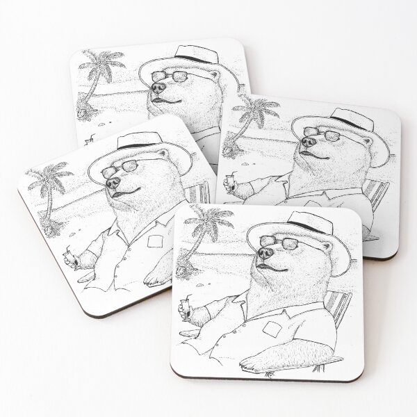 Item preview, Out of Office: Sunbathing Polar Bear Stipple Art designed and sold by wbhny.