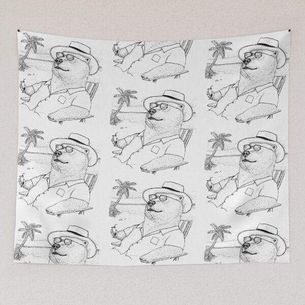 Item preview, Out of Office: Sunbathing Polar Bear Stipple Art designed and sold by wbhny.
