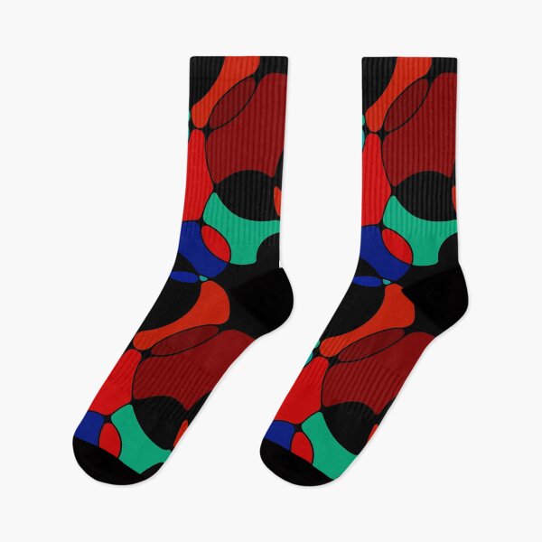 Item preview, Neurographic Joy Abstract Overlapping Shapes Black Red Blue Green designed and sold by thecolorbirdie.