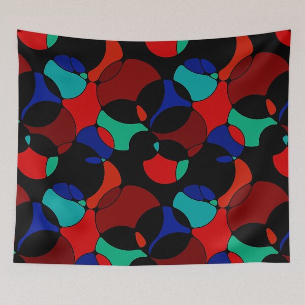 Item preview, Neurographic Joy Abstract Overlapping Shapes Black Red Blue Green designed and sold by thecolorbirdie.