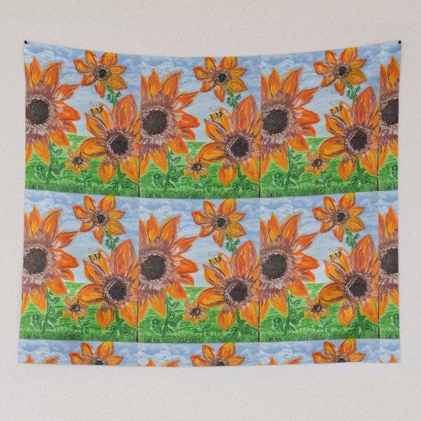Item preview, Sunflowers and a Bee designed and sold by ladyinthemitten.