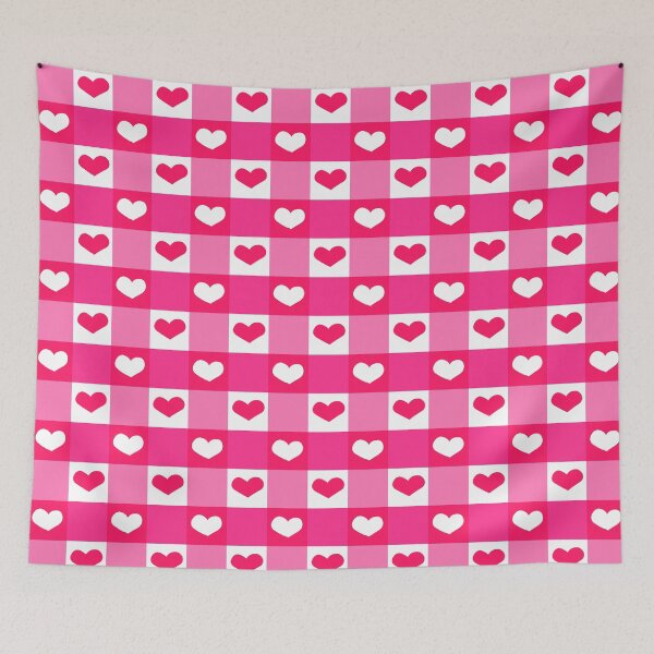 Item preview, Pink Heart gingham plaid pattern designed and sold by Mariecobiz.