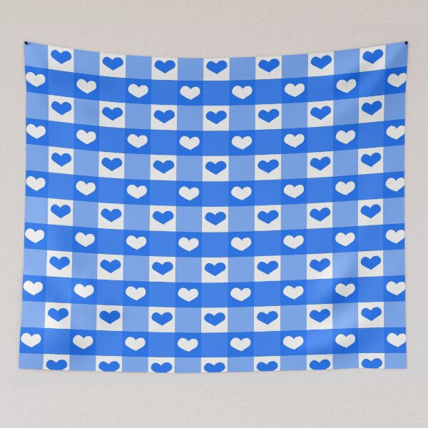 Item preview, Blue Heart gingham plaid pattern designed and sold by Mariecobiz.