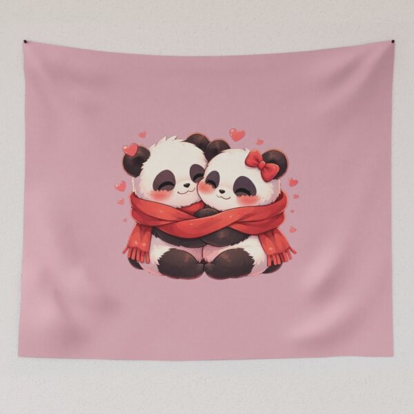 Item preview, Cozy Panda Couple Valentine Hug – Cute Anime Love Sticker designed and sold by CutePearlStudio.