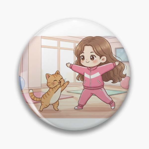 Item preview, Girl and Orange Cat Doing Aerobics designed and sold by Sweet Moments.