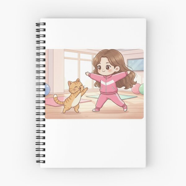 Item preview, Girl and Orange Cat Doing Aerobics designed and sold by Sweet Moments.