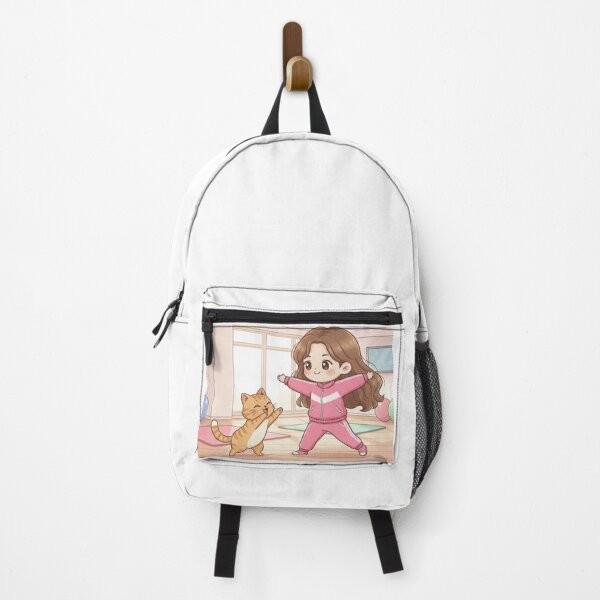 Item preview, Girl and Orange Cat Doing Aerobics designed and sold by Sweet Moments.