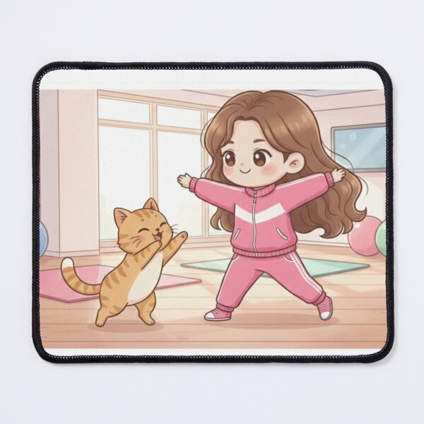 Item preview, Girl and Orange Cat Doing Aerobics designed and sold by Sweet Moments.