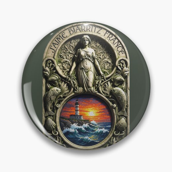 Item preview, Biarritz France Seascape Mosaic - Art Deco Lighthouse Poster designed and sold by FrancophileFun.