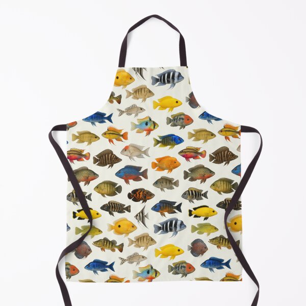 Aperçu de l'œuvre Tableau d'identification rétro coloré des poissons cichlidés créée et vendue par kakarikihill.
