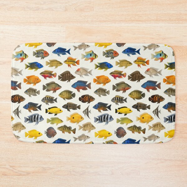 Aperçu de l'œuvre Tableau d'identification rétro coloré des poissons cichlidés créée et vendue par kakarikihill.