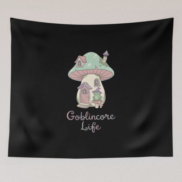 Item preview, Goblincore Life – Whimsical Mushroom House & Frog Witch Hat designed and sold by Dazzle-Sizzle.