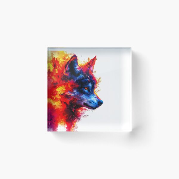 Item preview, Neon Flame Wolf – Abstract Power Beast designed and sold by Taans-Creation.