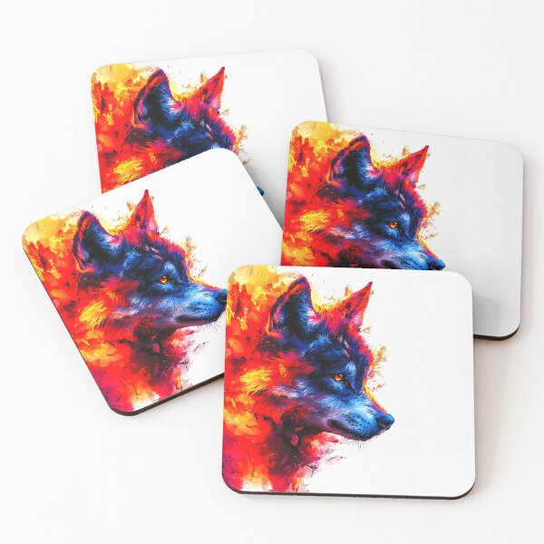 Item preview, Neon Flame Wolf – Abstract Power Beast designed and sold by Taans-Creation.