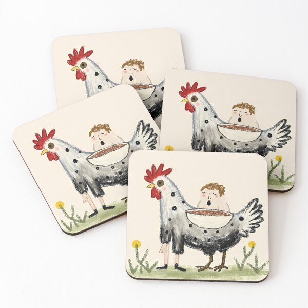 Item preview, Whimsical Chicken And Soup Watercolor Storybook Illustration designed and sold by N0rmalStores.