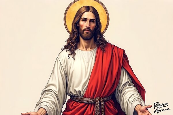 Welcoming Jesus Portrait - Renaissance-Inspired Sacred Art
