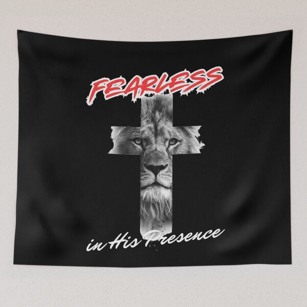 Item preview, Fearless in His Presence - Lion of Judah Prophetic Cross. designed and sold by GraceGiggles.