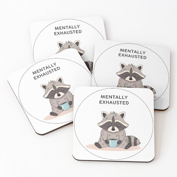 Item preview, Mentally Exhausted Raccoon – Burnout Mood Sticker designed and sold by sillyweas.