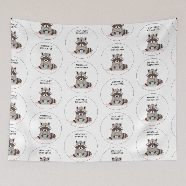 Item preview, Mentally Exhausted Raccoon – Burnout Mood Sticker designed and sold by sillyweas.