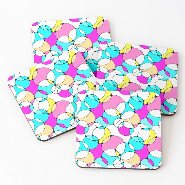 Item preview, Neurographic Joy Abstract Overlapping Shapes Magenta Pink Cyan Yellow  designed and sold by thecolorbirdie.