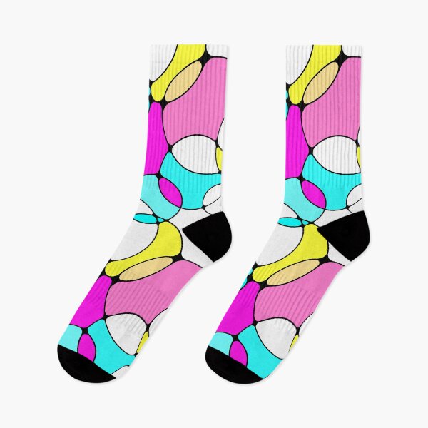 Item preview, Neurographic Joy Abstract Overlapping Shapes Magenta Pink Cyan Yellow  designed and sold by thecolorbirdie.